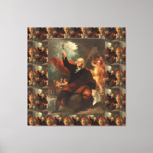 Lienzo Benjamin Franklin sacando electricidad del cielo