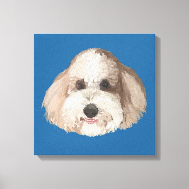 Lienzo Bentley Portrait Pet Drawing Dark Blue (Anverso)