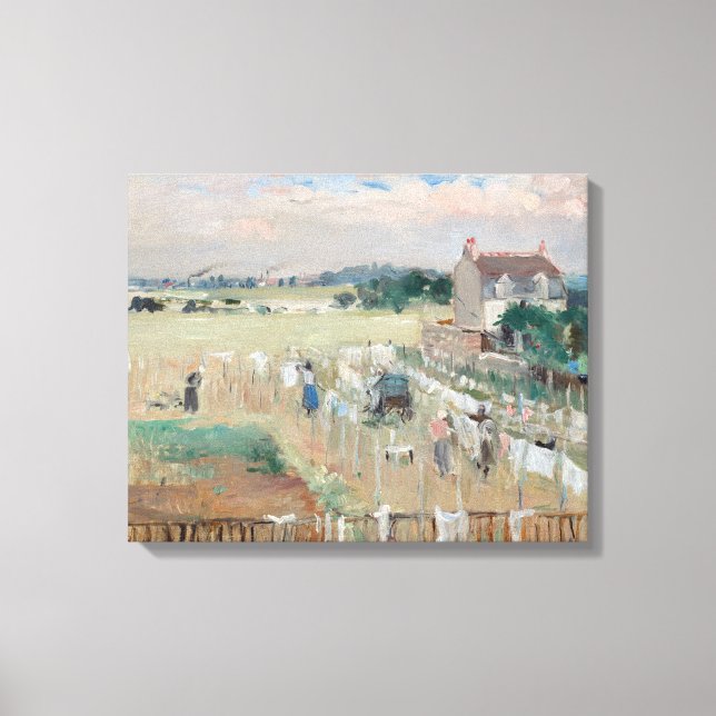 Lienzo Berthe Morisot - Colgando la ropa para secar (Anverso)