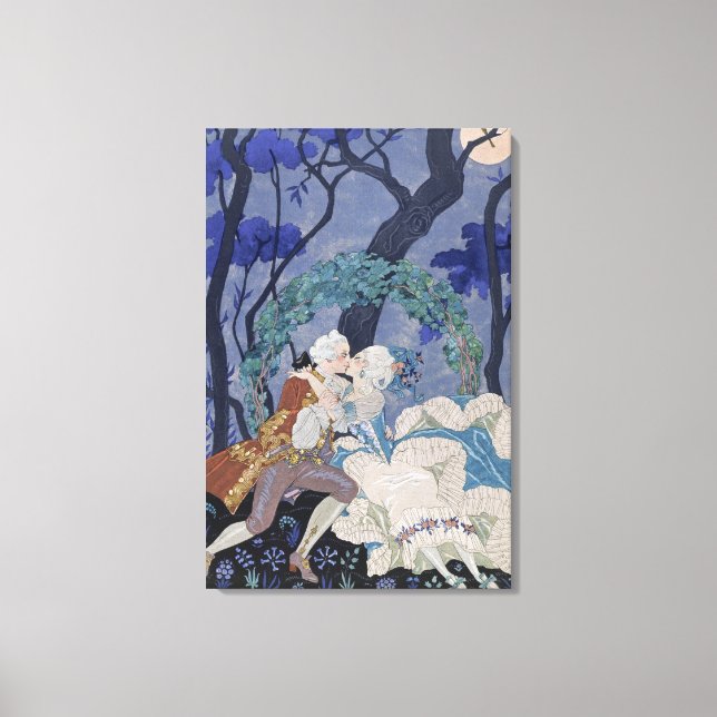 Lienzo Beso secreto, ilustracion para 'Fetes Galantes' de (Anverso)