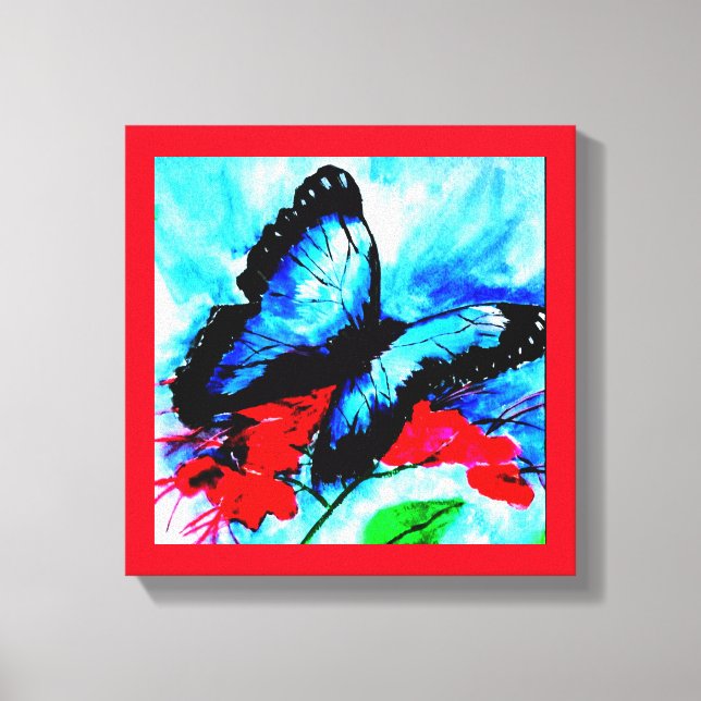 Lienzo Besos de mariposa acuarela huella (Anverso)