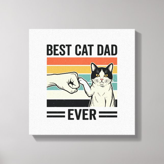 Lienzo Best Cat Dad Ever Retro Cat Fist Bump Shirt_1 (Anverso)