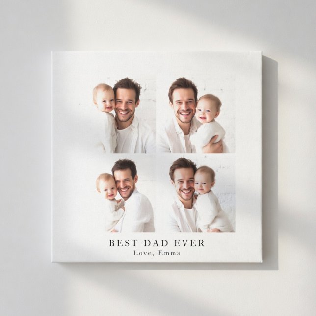 Lienzo Best Dad Ever Photo Collage | Personalized Gift (Subido por el creador)