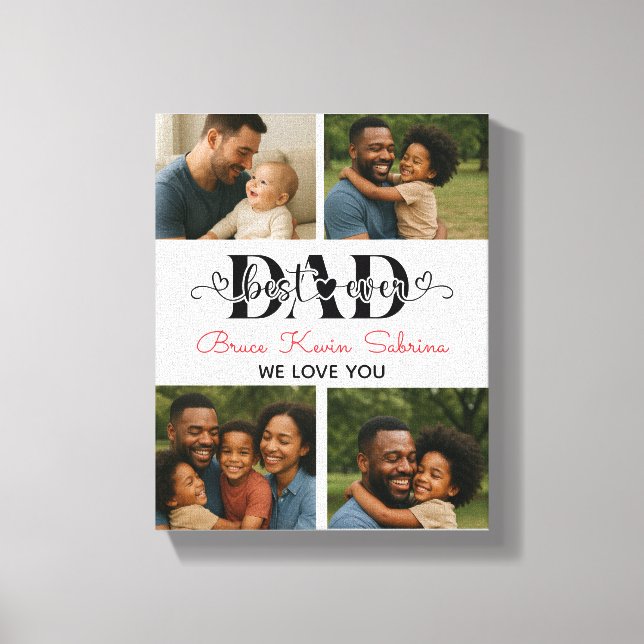 Lienzo Best Father Ever Personalized Photo Collage (Anverso)