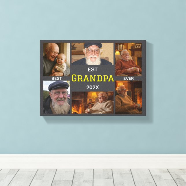 Lienzo Best Grandpa Ever  – Personalized Photos (Insitu (piso de madera))