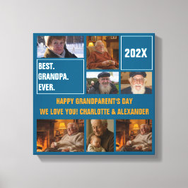 Lienzo Best Grandpa Ever Photo Collage and Custom Text
