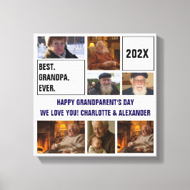 Lienzo Best Grandpa Ever Photo Collage and Custom Text