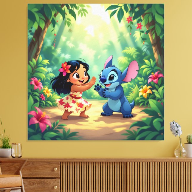 Lienzo Beste Freunde fürs Leben – Lilo & Stitch1 (Insitu (Sala de estar))