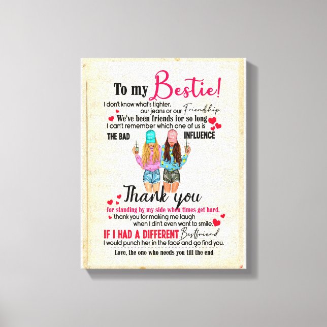 Lienzo Bestie Gifts | Carta A Mi Bestie Gracias (Anverso)