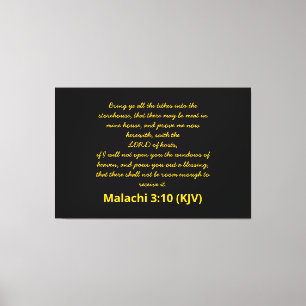Lienzo Biblia versus Malachi 3:10 (KJV) Día de Año Nuevo