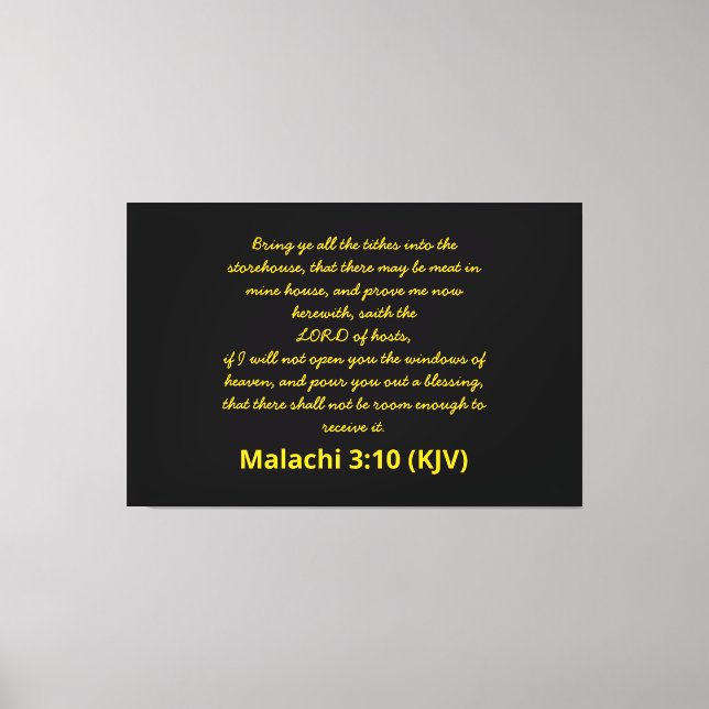 Lienzo Biblia versus Malachi 3:10 (KJV) Día de Año Nuevo (Anverso)