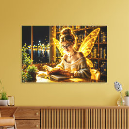 Lienzo Biblioteca acogedora de las alas doradas del hada