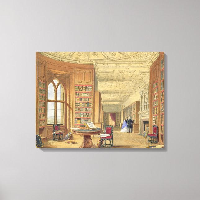 Lienzo Biblioteca, Castillo de Windsor, 1838 (color litho (Anverso)