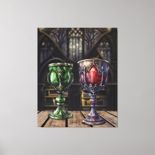 Lienzo Biblioteca del Castillo del Goblet Rojo Gótico Med