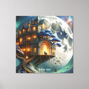 Lienzo Biblioteca Fantasy Cute Boy Moon