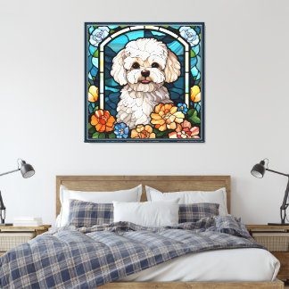 Lienzo Bichon Frise Faux StainGlass Canvas Art