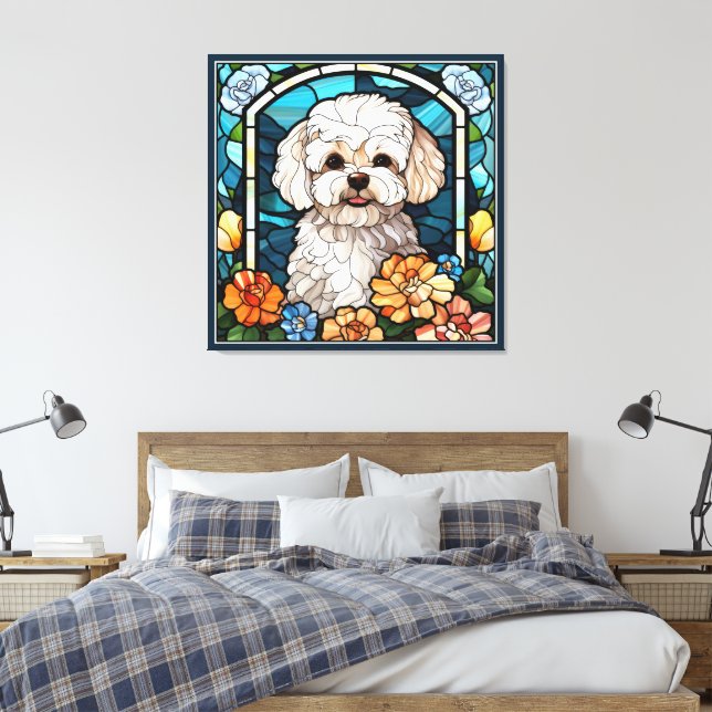 Lienzo Bichon Frise Faux StainGlass Canvas Art (Insitu(Dormitorio))