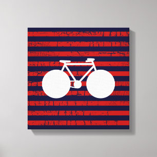 Lienzo bicicleta blanca moderna y rayas rojas