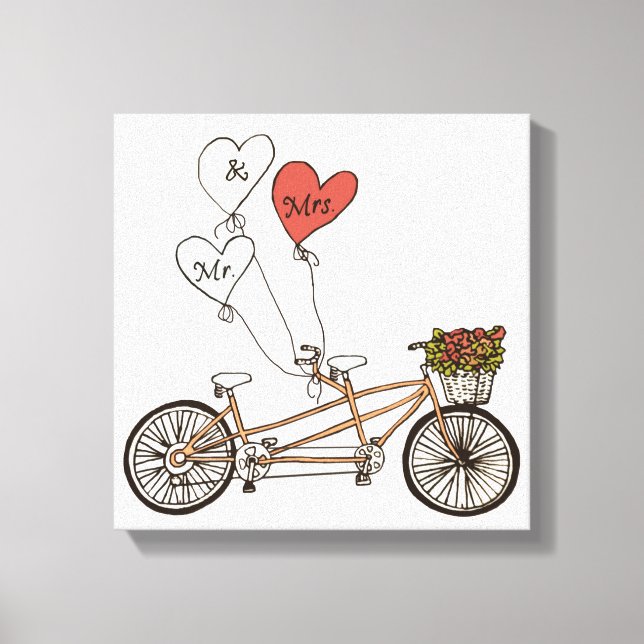 Lienzo Bicicleta de amor Mr. & Mrs. (Anverso)