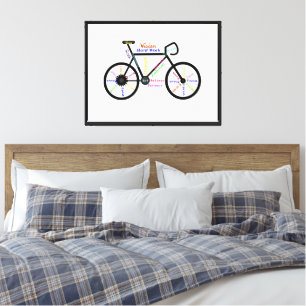 Lienzo Bicicleta, deportes de bicicleta, palabras y banda