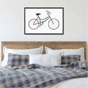 Lienzo Bicicleta, deportes de bicicleta, palabras y banda