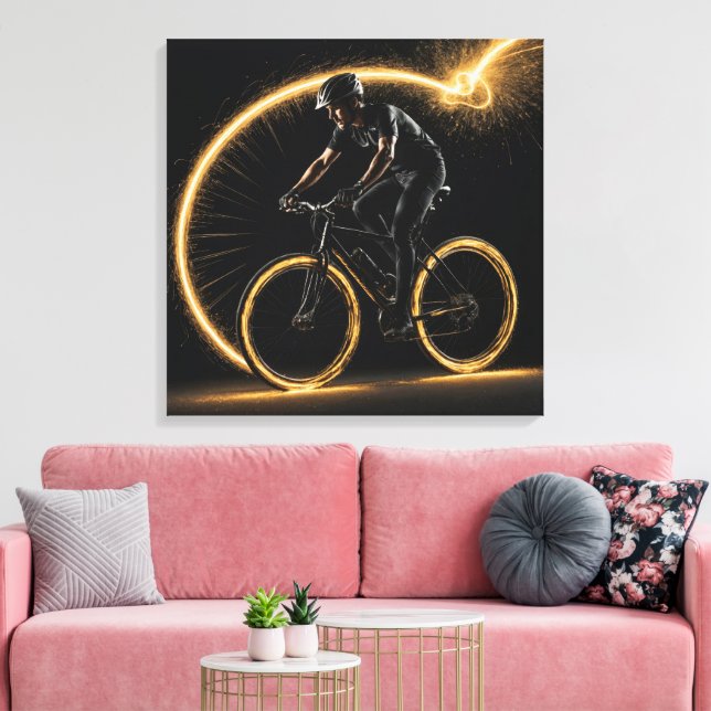 Lienzo Bicicleta Golden Neon (Insitu (Sala de estar))