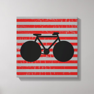 Lienzo bicicleta negra moderna y rayas rojas