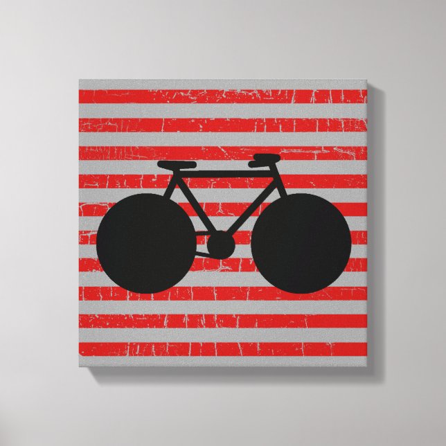 Lienzo bicicleta negra moderna y rayas rojas (Anverso)