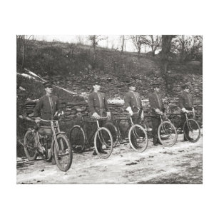 Lienzo Bicicleta y motocicleta Police, 1915. Foto del
