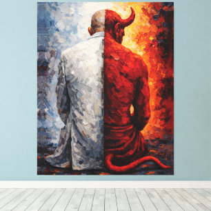 Lienzo Bien y Mal en Mí – Dualidad Pintura al Óleo Impast