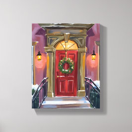 Lienzo Bienvenida Cálida | Corona Roja de Navidad Pintura