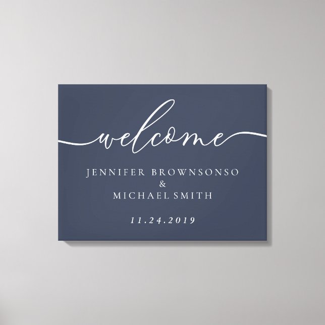 Lienzo Bienvenida Fiesta Simple Boda Marina Moderna (Anverso)