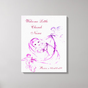 Lienzo Bienvenida Personalizada Pequeña Cherub