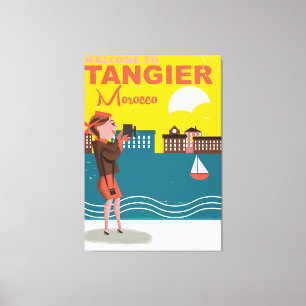 Lienzo Bienvenido a Tánger Marruecos cartel de viaje vint