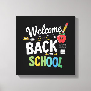 Lienzo Bienvenido de vuelta a la escuela primer día de es