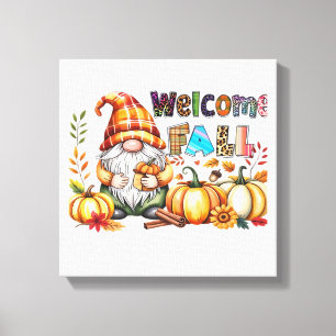 Lienzo Bienvenido Otoño Gnomos Clásica Camiseta.png