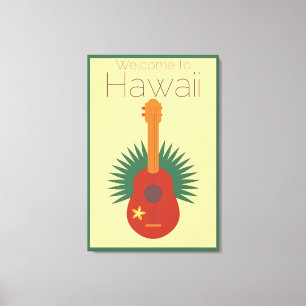 Lienzo Bienvenidos A Hawai Ukulele Retro
