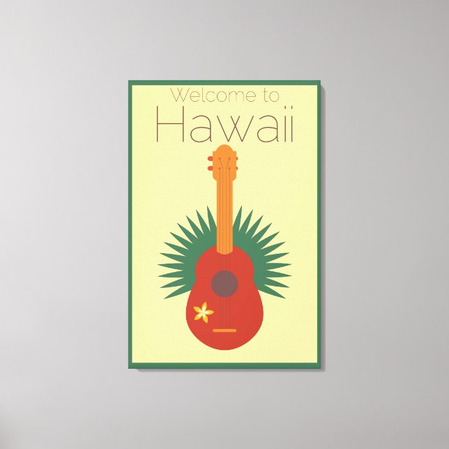 Lienzo Bienvenidos A Hawai Ukulele Retro (Anverso)