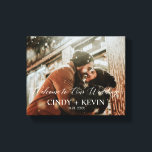 Lienzo Bienvenidos a nuestro Boda Custom Wedding Bride Gr<br><div class="desc">Bienvenidos a nuestra impresión de tela de novia casada personalizada Boda</div>