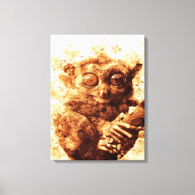 Lienzo Big Eyes Monkey Coffee Art| Funny Monkey  Design (Anverso)