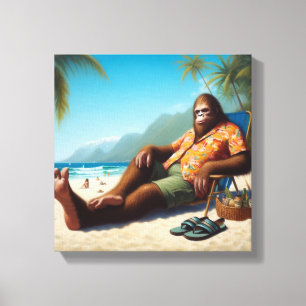 Lienzo Bigfoot en la playa