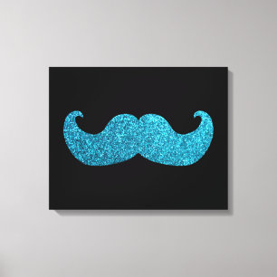 Lienzo Bigote azul de Bling (falso gráfico del purpurina)