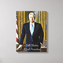 Bill Clinton 42.º Presidente Keepsake Canvas Art