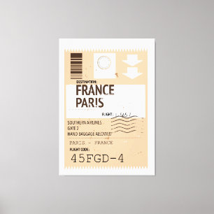 Lienzo Billete de avión de Francia de París