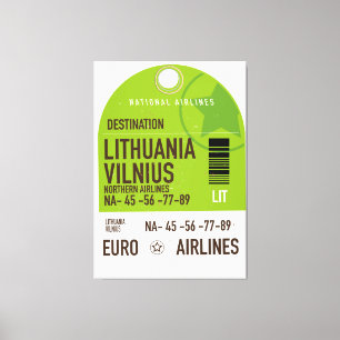 Lienzo billete de avión de Lituania Vilnius