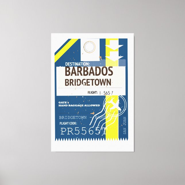 Lienzo Billete de viaje de Bridgetown Barbados (Anverso)