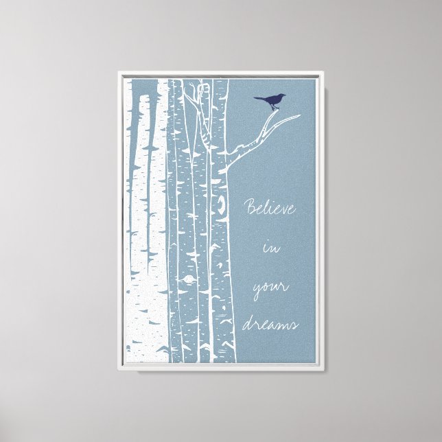 Lienzo Birch Trees Bird (Anverso)