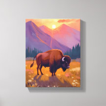 Bisonte de Grand Teton | Pintura de viaje al parqu