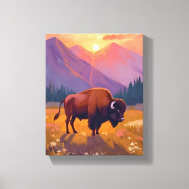 Lienzo Bisonte de Grand Teton | Pintura de viaje al parqu