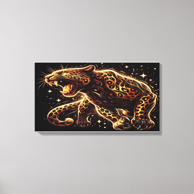 Lienzo Black and Gold Leopard on Stretched Canvas Print (Anverso)